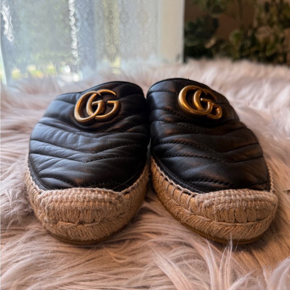 Gucci Nappa Matelasse GG Marmont Espadrille Mules - Picture 13 of 16